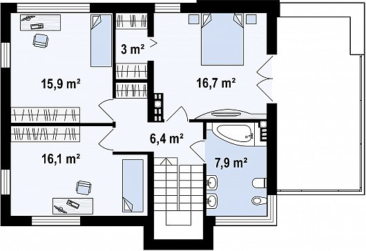 Планировка. Проект двухэтажного дома, 148м2