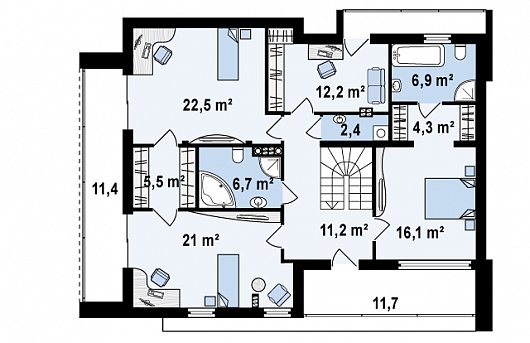 Планировка. Проект двухэтажного дома, 226м2