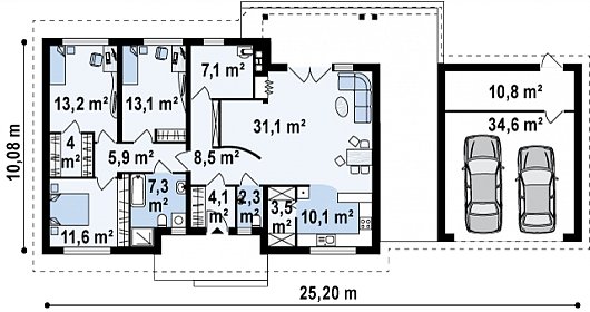 Планировка. Проект одноэтажного дома, 168м2