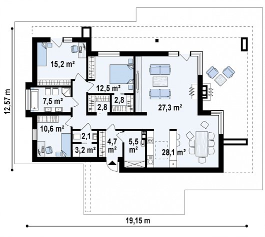 Планировка. Проект одноэтажного дома, 134м2