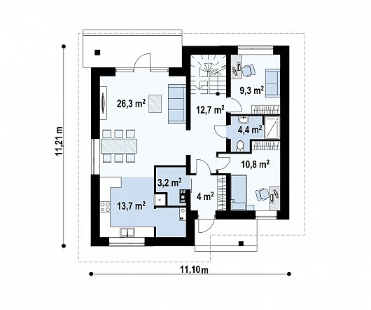 Планировка. Проект двухэтажного дома, 166м2